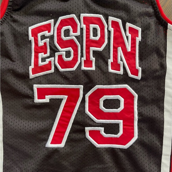 ESPN Basketball Red Black Embroidered Youth Jersey Size Medium - Picture 3 of 7